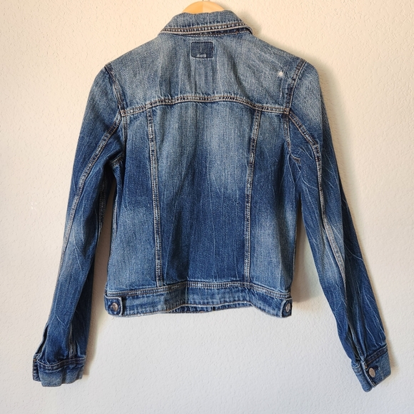 Junior's American Eagle Outfitters Distressed Jean Jacket Size M - Picture 4 of 7